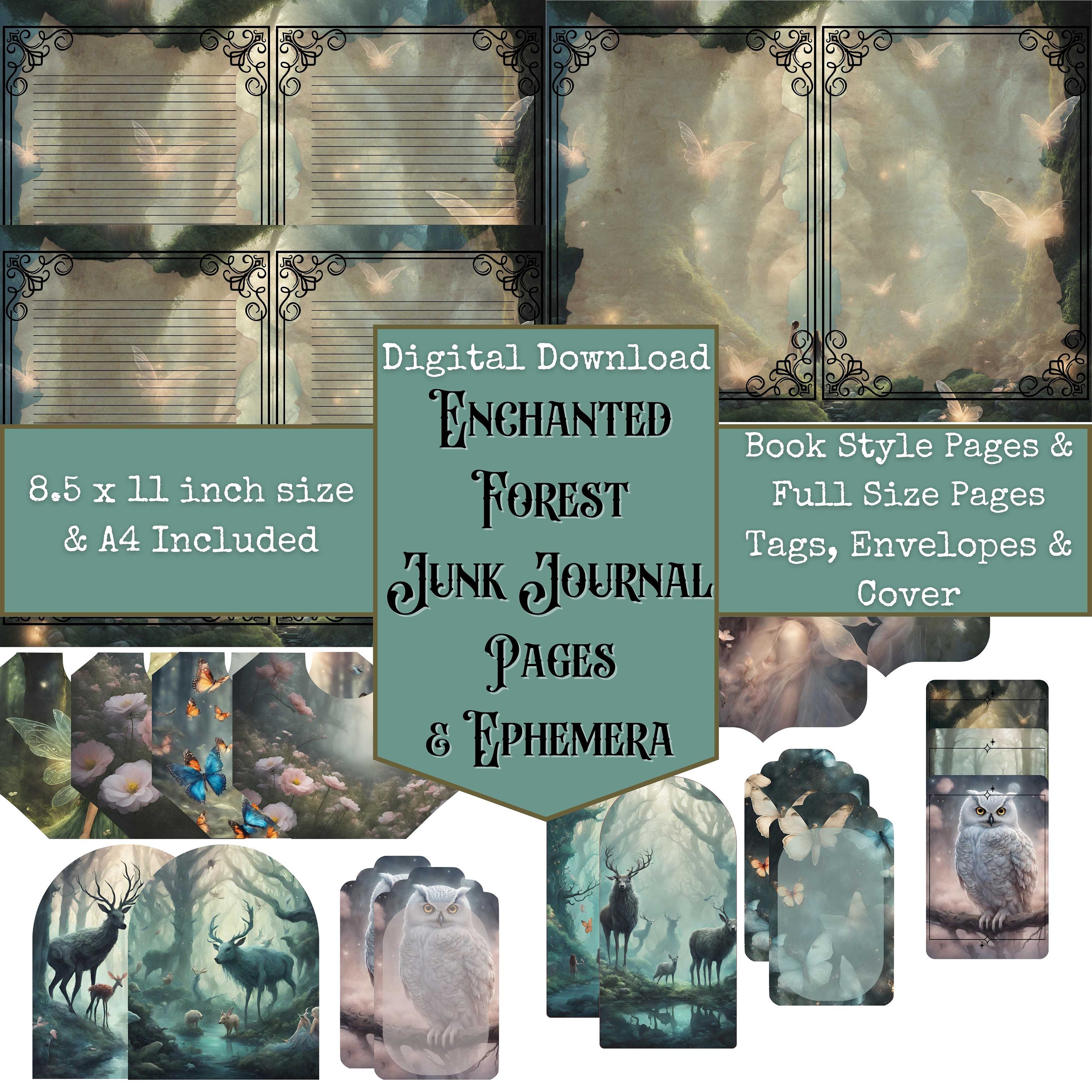 Enchanted Fairy Forest Junk Journal Kit, Altered Art, Digital Papers ...