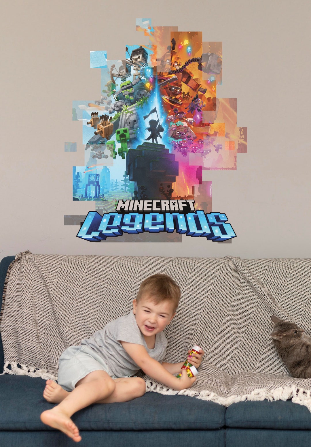 Peel and Stick Minecraft Wall Decal Pixel Art Wall Sticker Boy Room ...
