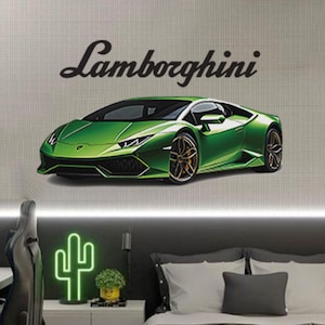 Naklejka ścienna Lamborghini Naklejka ścienna Super Car Naklejka ścienna Samochód wyścigowy Sztuka ścienna do biura i pokoju chłopca