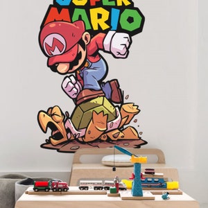 Abnehmbares Super Mario Wandtattoo Super Mario Bros Wandaufkleber Spiele Zimmer Dekor Spielzimmer Dekorationen