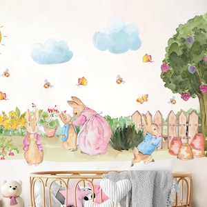Removable Vinyl Rabbit Family Wall Decal Peter Wall Sticker Play Room Decor Bedroom Decoration
