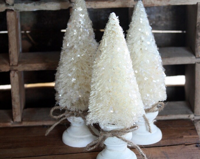 Vintage White Bottle Brush Tree Etsy