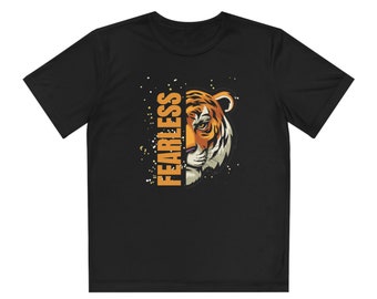 T-shirt sport pour jeunes Tiger Face intrépide : passez à l'action en toute confiance !