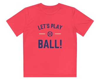"Unisex ""Let's Play Ball"" Jugend Feuchtigkeitsableitendes Leistung Baseball-T-Shirt - Jugend Konkurrenten Tee."
