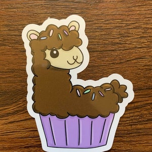 Schokoladen-Lama-Kuchen groß gestanzter Aufkleber