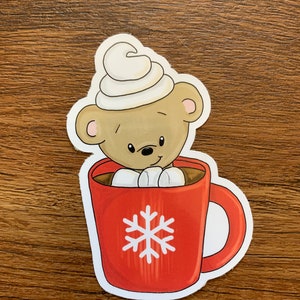 Stickers découpés grande tasse ours en cacao