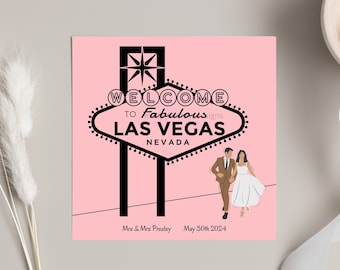 Personalised Vegas Wedding Card - Destination Wedding - Pink