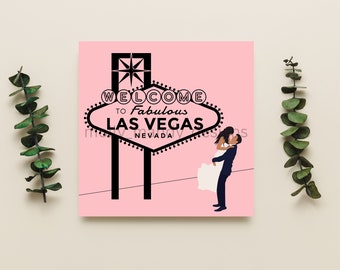 Las Vegas Wedding Card - Pink - Destination Wedding - Blank - LOVE - Bride & Groom