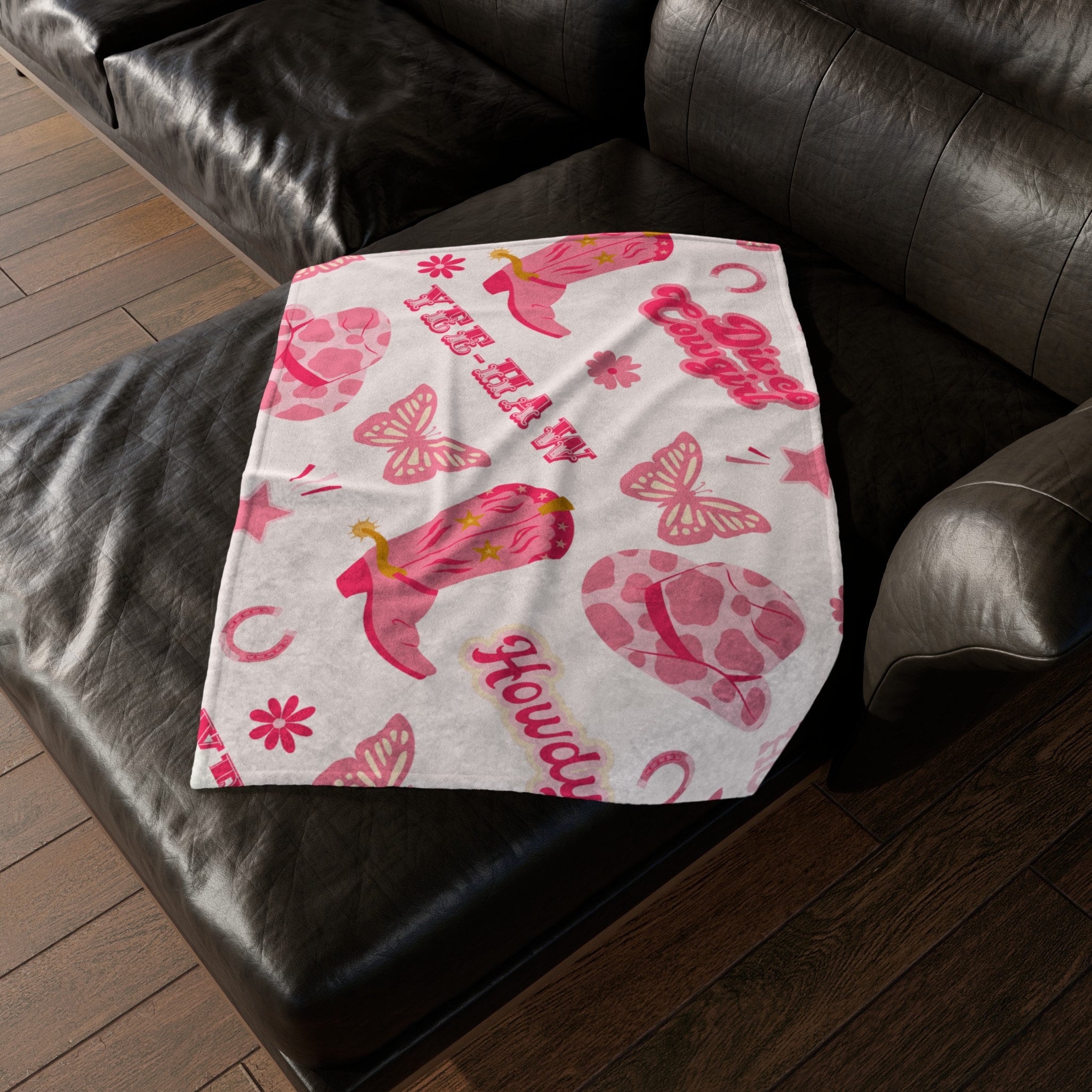 Disco Cowgirl Cherry Plush Throw Blanket New | Mercari Pink Disco Cowgirl Plush Throw Blanket display picture 1