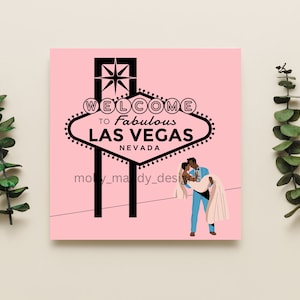 Las Vegas Wedding Card - Pink - Destination Wedding - Blank - LOVE - Bride & Groom