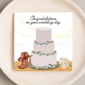 Nashville - Cowboy - Hochzeitskarte - Landhochzeit - Blank - Hochzeitstorte