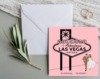Carte de mariage Las Vegas personnalisée - Mariage à destination - Rose