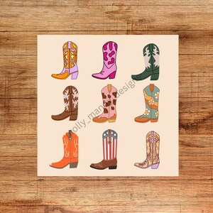Cowboy - Cowgirl Stiefel Karte - Geburtstag - leer - quadratisch - matt
