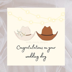 Nashville - Cowboy - Cartão de casamento - Destino de casamento - Em branco - Noiva e noivo