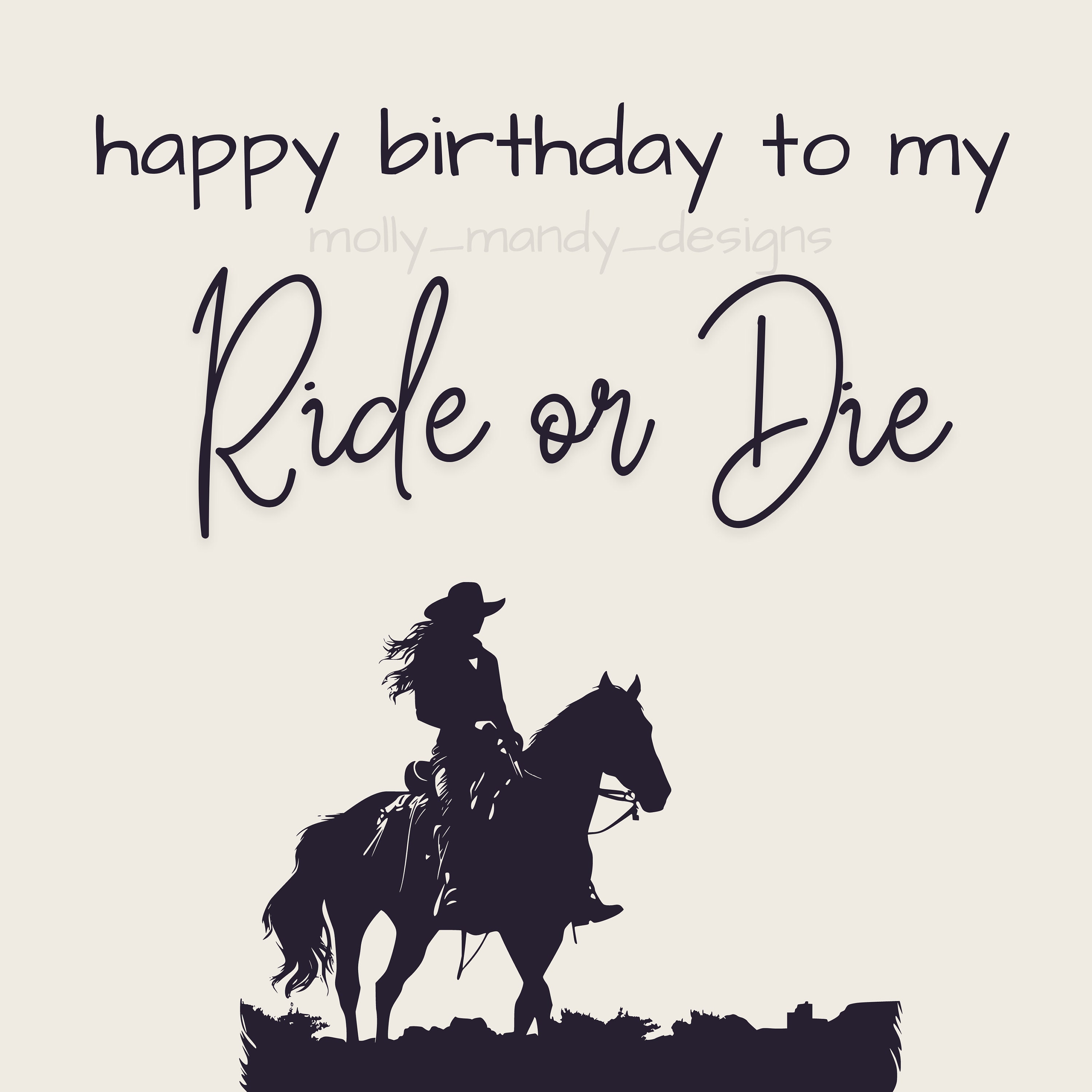 Birthday My Rider Happy Birthday to My Ride or Die - Cowgirl - Horse - Square - Matte ...