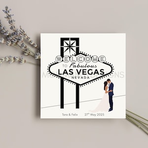 Biglietto di nozze personalizzato a Las Vegas - Matrimonio a destinazione - Bianco
