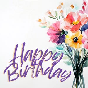 Carte de vœux pliante « Joyeux anniversaire » (Bouquet de fleurs)