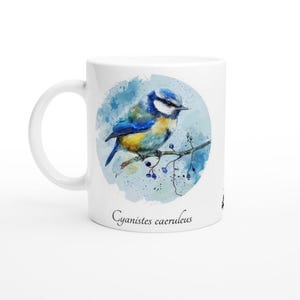 Mug &quot;Bluetit&quot; - Personalizable, Watercolours, Ceramic Mug, White