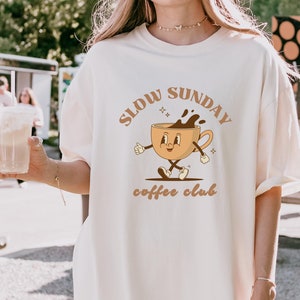 Retro Slow Sunday Coffee Club T-shirt, Aesthetic Coffee Lovers Shirt, Gift for Coffee Lover, Trendy Slow Sunday T-shirt, Coffee Club Shirt