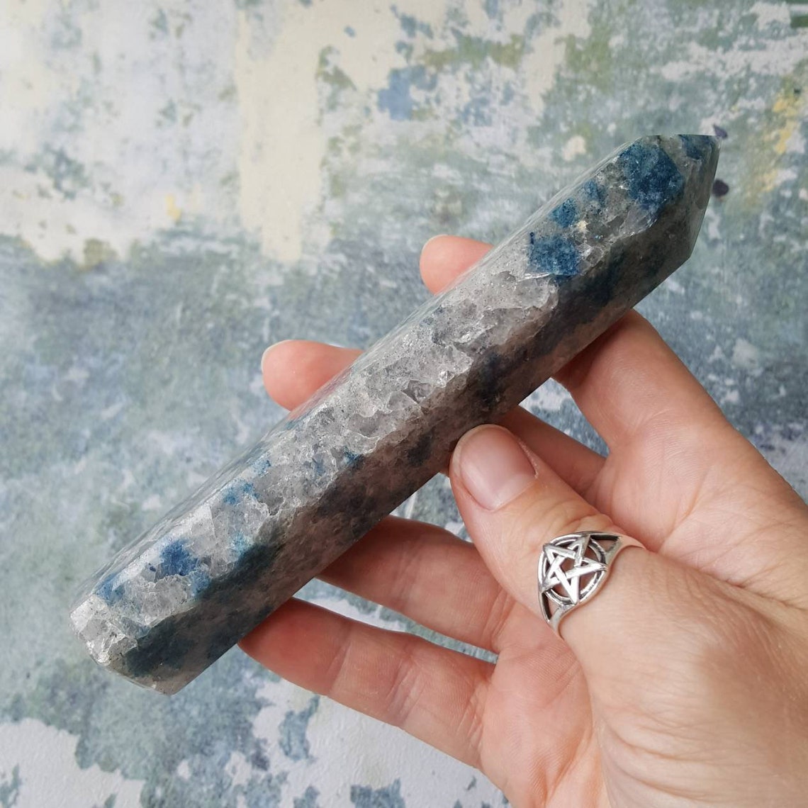 Blue Apatite in Clevelandite Stone Tower Carving. 140x32x26mm. | Etsy