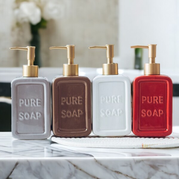 Ceramic Soap Dispensers, Refillable Soap Pump Dispensers, Handmade Shampoo Soap Pump, Bathroom Soap Dispensers, Bathroom Accessories
