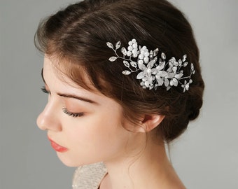 Perlen-Haarkamm, Perlen-Haarschmuck, Braut-Haarnadel, Perlen-Haarspange, Hochzeit-Haarkamm, Brautjungfern-Haarteil, Braut-Silber-Haarnadel