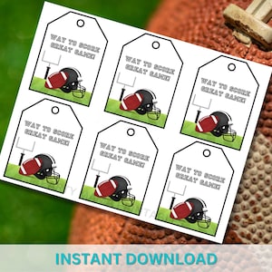 Printable Football Snack Tags, Great Game, Football Team Snacks, Football Treat Tags, Kids Football Tags, Game Day Snacks,  Instant Download