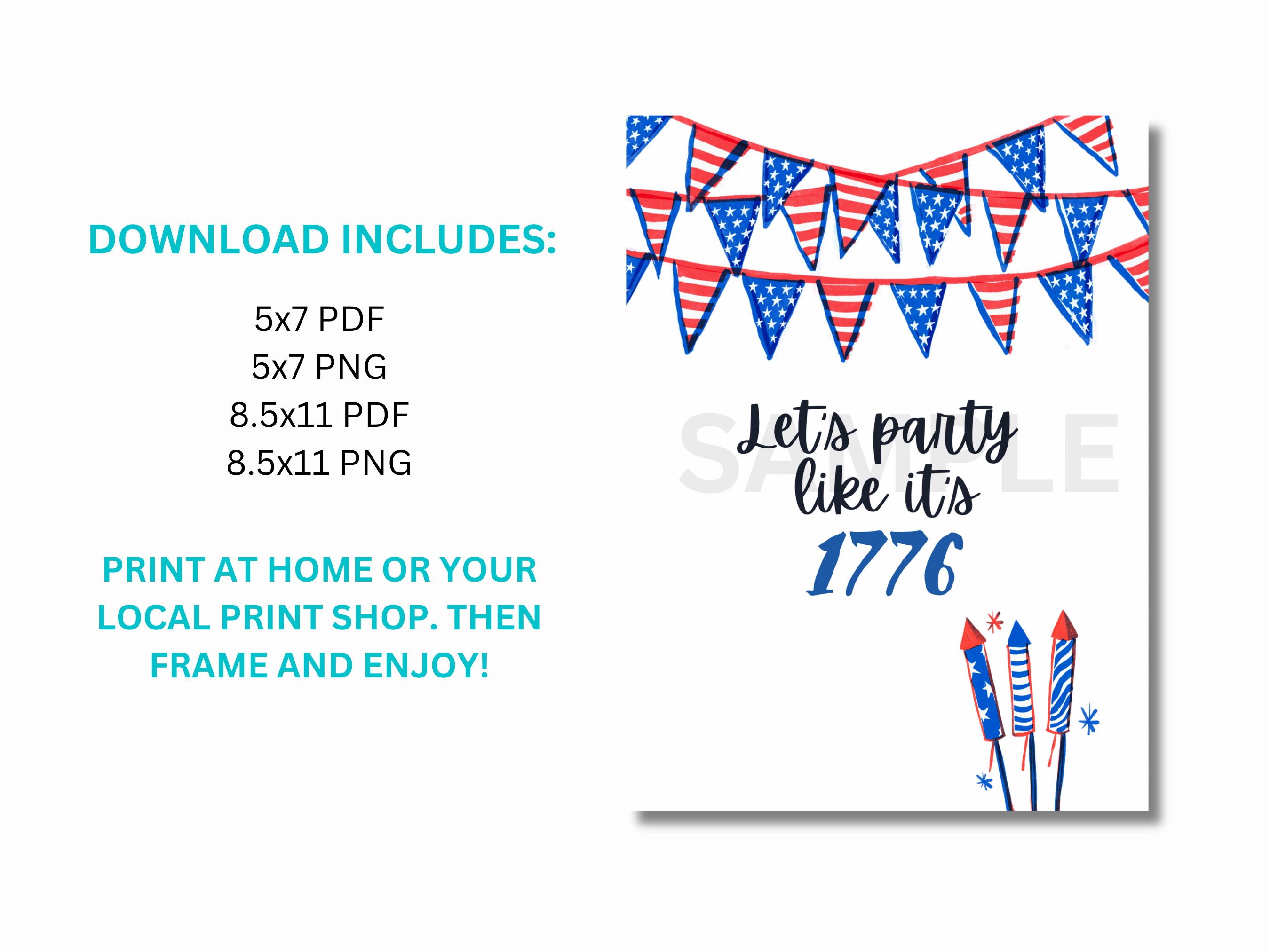 Printable Fourth of July Wall Art, Patriotic Wall Art, 4th of July ...