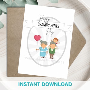 Tarjeta del día de los abuelos para imprimir Tarjeta del día de los abuelos para imprimir Tarjeta para abuelos y niños Descarga instantánea