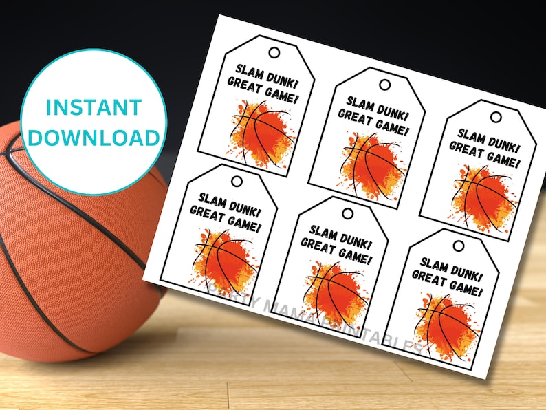 Printable Basketball Snack Tags, Basketball Team Tags, Basketball Treat ...