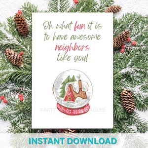 Cartão de Natal para impressão para vizinho, cartão de Natal em PDF, cartão de Natal para vizinho, download instantâneo