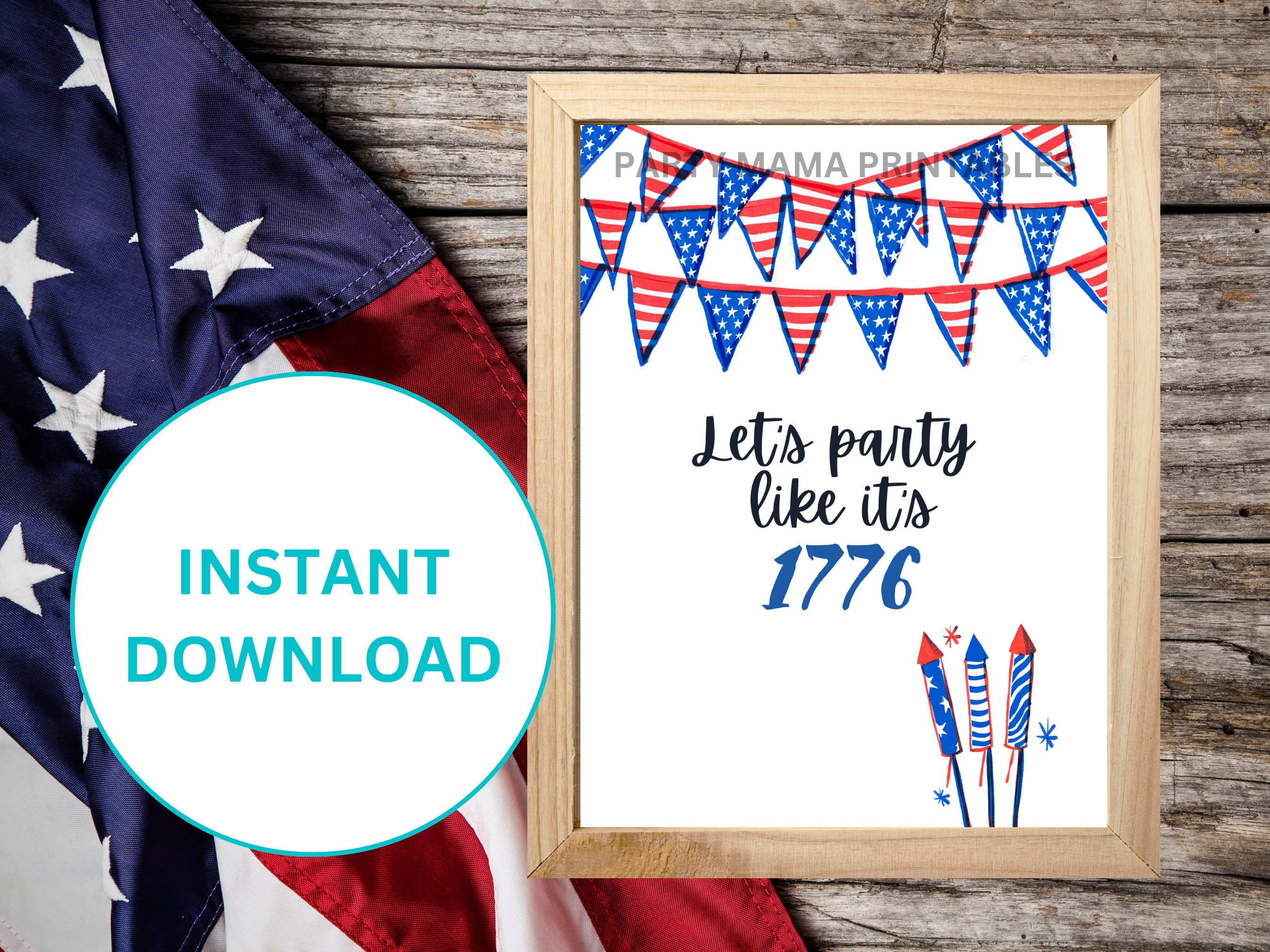 Printable Fourth of July Wall Art, Patriotic Wall Art, 4th of July ...