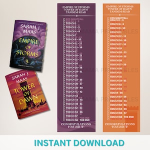 Printable Tandem Read Checklist Bookmark, Empire of Storms, Tower of Dawn, Throne of Glass Tandem Read Bookmark, Instant Download