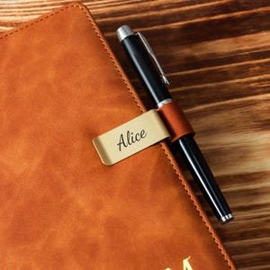 Engraving Traveler&#39;s Notebook Clip With Pen Holder, Custom Pen Holder With Brass Clip, Pen Clip For Notebooks And Journals, Perfect Gift