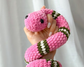 Snake plush crochet pattern No sew Amigurumi crochet snake tutorial PDF in English easy for beginners Snake Crochet Pattern