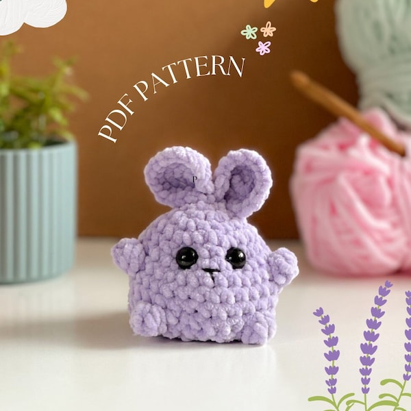 Bunny Crochet Pattern, Low Sew Amigurumi, Crochet Plushie Pattern cute toy