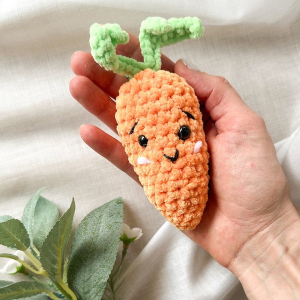 Crochet PATTERN Carrot keychain, no sew, Amigurumi tutorial PDF in English, Easter Amigurumi Pattern