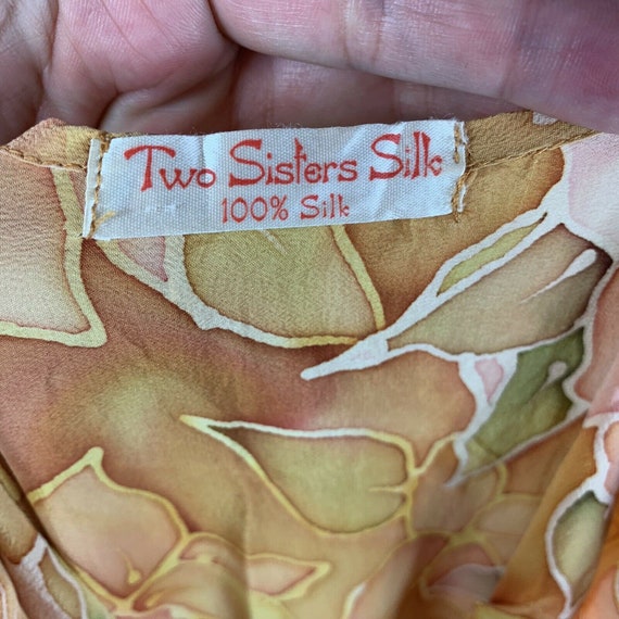 100% Silk Artist Hand Painted Batik Dress Gold Ye… - image 6