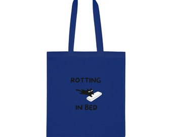 100% Cotton Tote Bag | 7 Colours | Rotting in Bed Cat Totebag |
