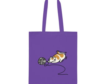 100% Cotton Tote Bag | 9 Colours | Yarn Ball & Cat Totebag |