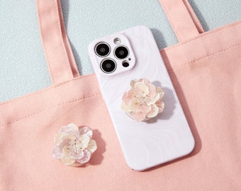 Pink Flower Phone Grip Holder | White Flower Phone Acessories | Floral Phone Acessories | Resin Phone Holder | Phone Stand