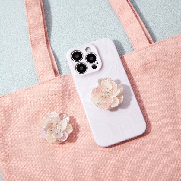 Pink Flower Phone Grip Holder | White Flower Phone Acessories | Floral Phone Acessories | Resin Phone Holder | Phone Stand