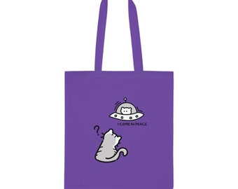 Borsa tote in cotone 100% / 7 colori / Borsa tote I Come In Peace /