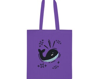 100% Cotton Tote Bag | 7 Colours | Graphic Whale Cute Totebag |