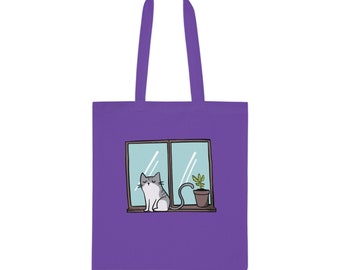 100% Cotton Tote Bag | 9 Colours | Cat Window Sill Totebag |