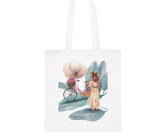 100% Cotton Tote Bag | 9 Colours | Girl & Bike Totebag |