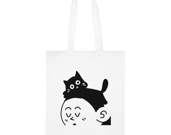 Cotton Tote - Cute Kitten Sitting on Head