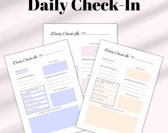 Daily Check-In | Daily Planning | Checklist | Simple Wellness | Printable | Digital Product | PDF