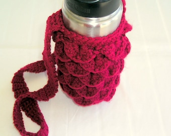Water Bottle Cozy and To Go Cup Cozy Crochet PDF Pattern with Photo Tutorial  ~ Crochet Bottle Cozy