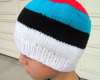 Archery Target Hat Knit Beanie Pattern ~ Instant Download PDF Bullseye Beanie Knitting Cap Pattern ~ Unisex Beanie PDF Multicolored Stripes